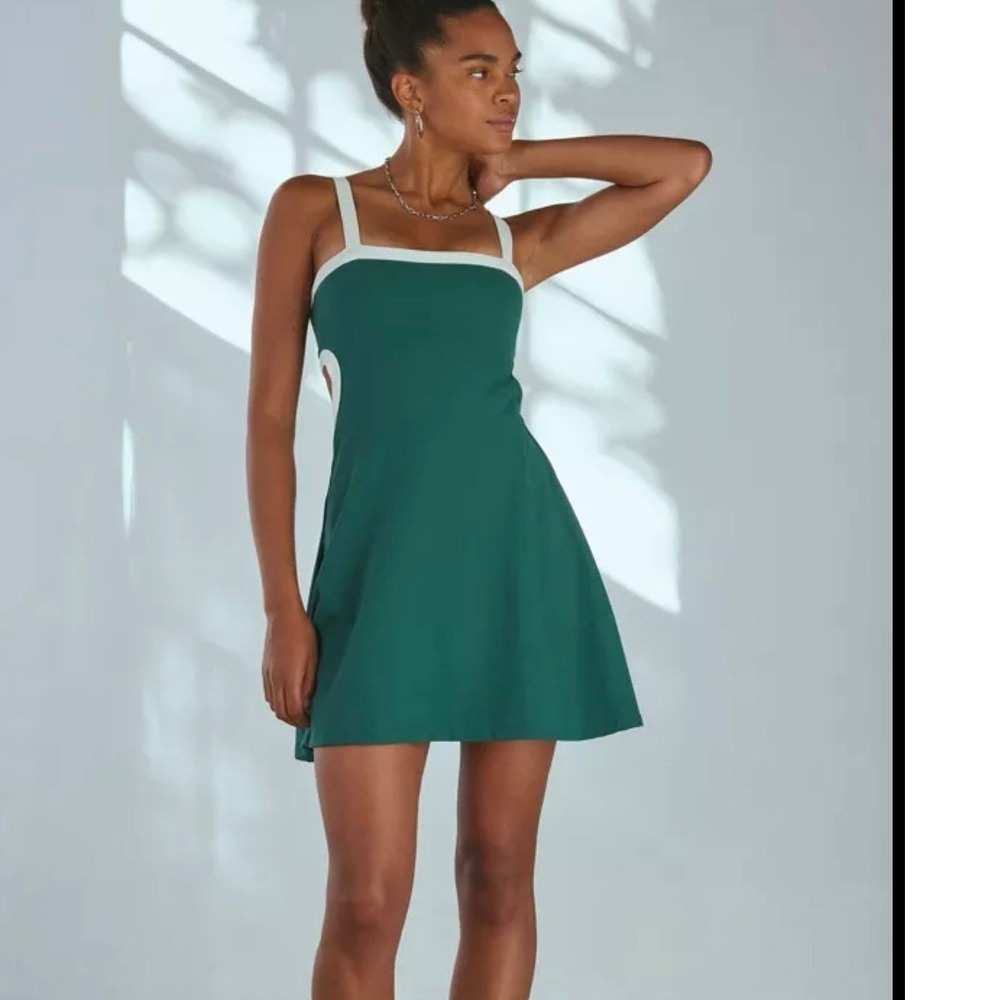 Beach Riot Sage Tennis Dress Teal Green Cream Cut Out Skort Mini Dress Womens M